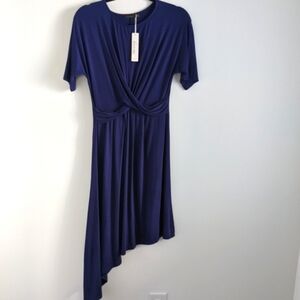 NWT levaca navy asymmetrical tee shirt dress S